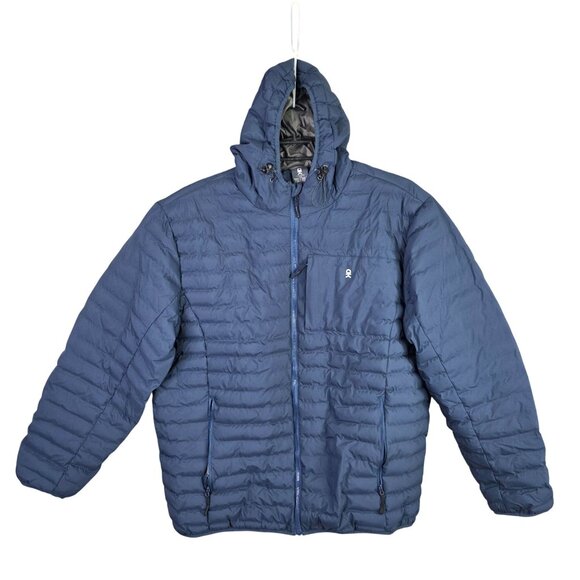 Mens Little Donkey Andy Navy Hooded Puffer Jacket Full Zip Polyester Blend XXXL - Picture 1 of 7